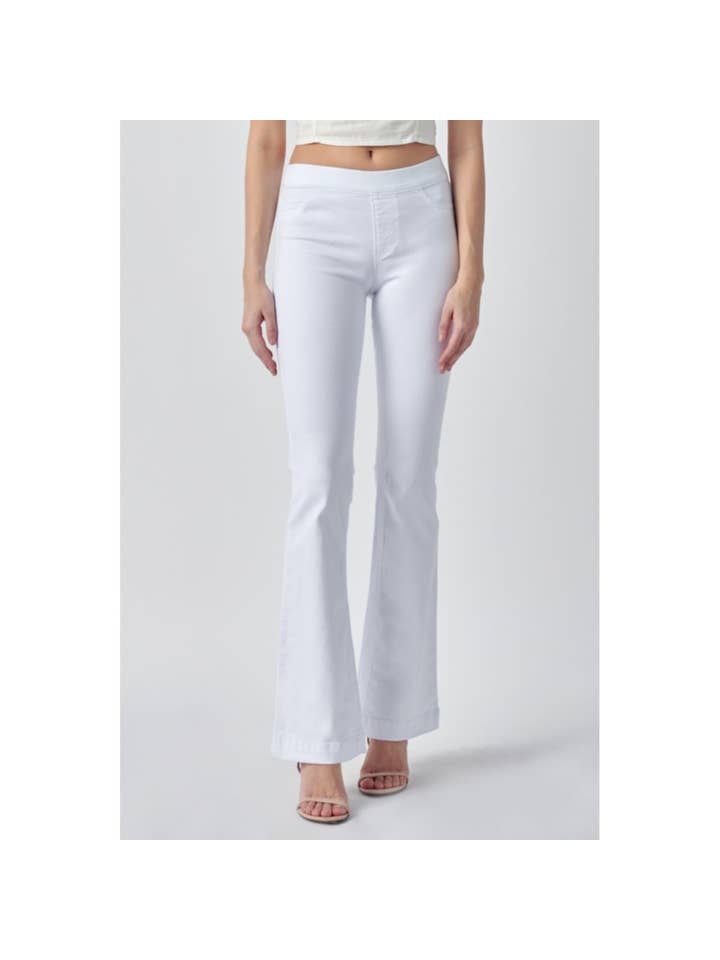 White 35324WHT-Flare High Waisted Ultra Stretch Denim Pants for wholesale on Faire