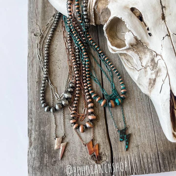 Boho Ranch Shop - Wholesale Pendant/Charm Necklace - Layered Navajo Lightning bolt Western Necklace0