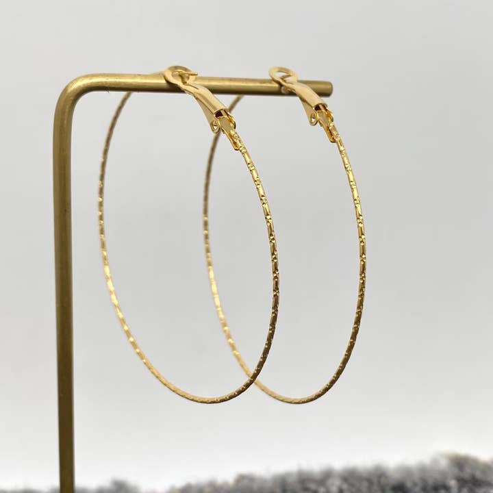 Mio Queena - Wholesale Hoop Earrings - 60mm Inside Diameter 18K Gold Plated SS Hoop Earrings - FGS10