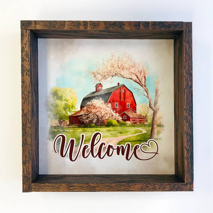 Welcome Red Barn - Farmhouse Welcome Sign - for wholesale by Hangout Home