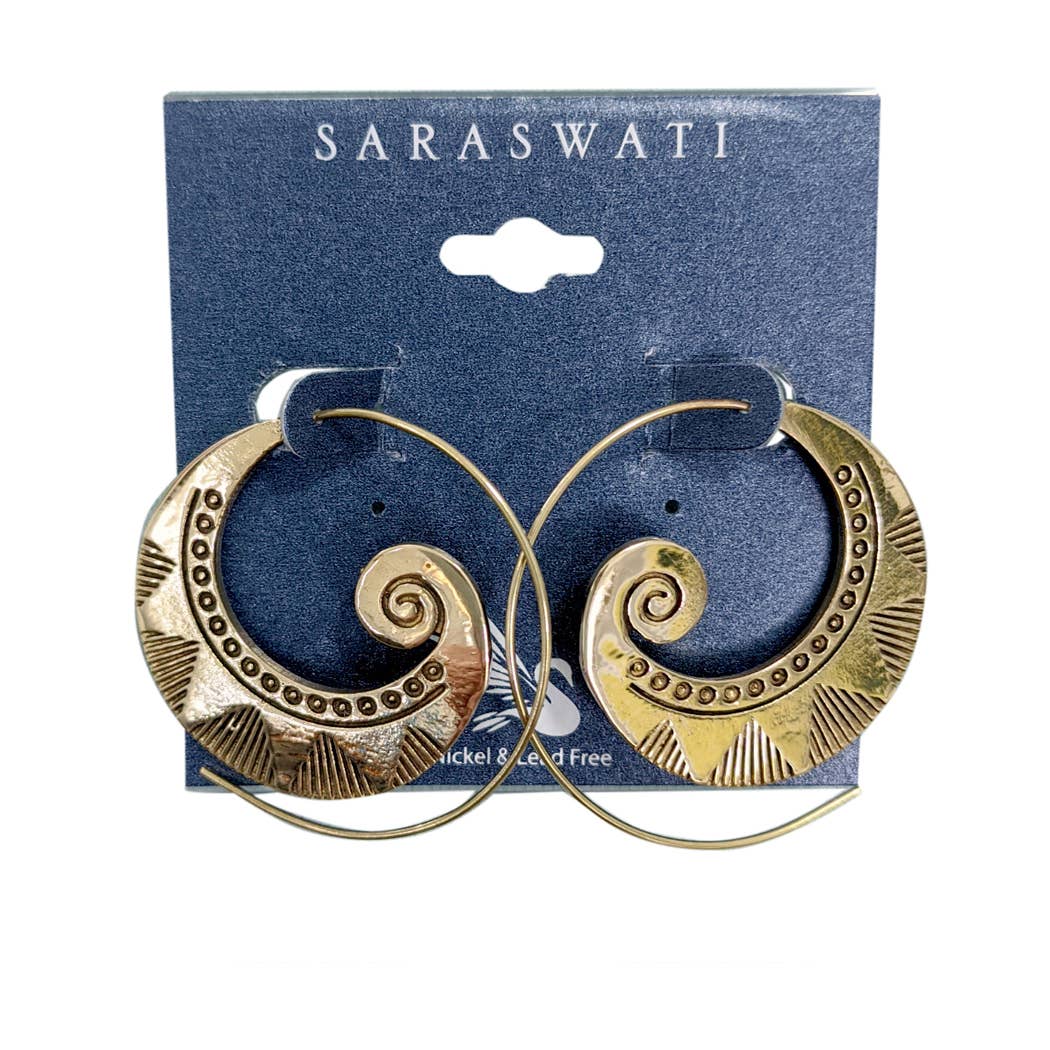 Narcissus Brass Hoop Earring for wholesale by Saraswati Imports