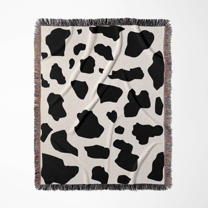 3dRose - Wholesale Throw Blanket - 3dRose, Black and white Cow pattern - Animal print - patches spots dairy skin hide fur stylish cowboy, Blanket0