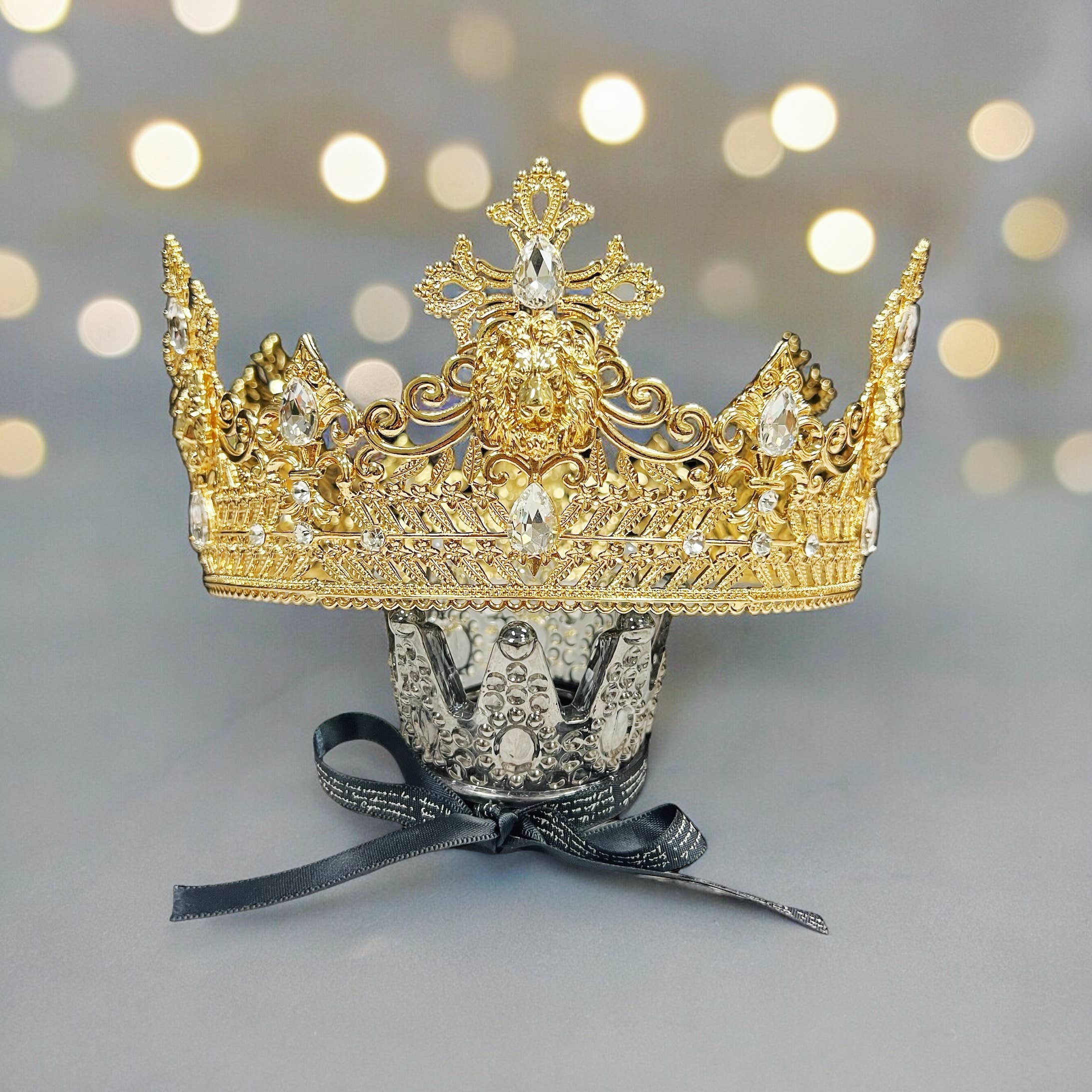 Happy Dream Gifts - Wholesale Party Hat/Crown - Gold King Lion Crown, Prince Diadem, Clear Crystal Crown4