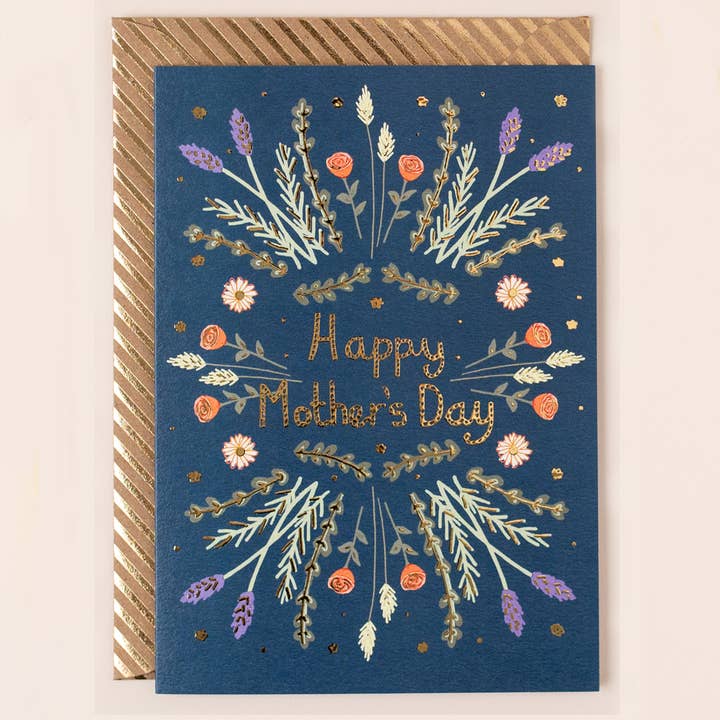 Mother's Day Card Lavender and Roses Gold Foiled for wholesale by Apple & Clover