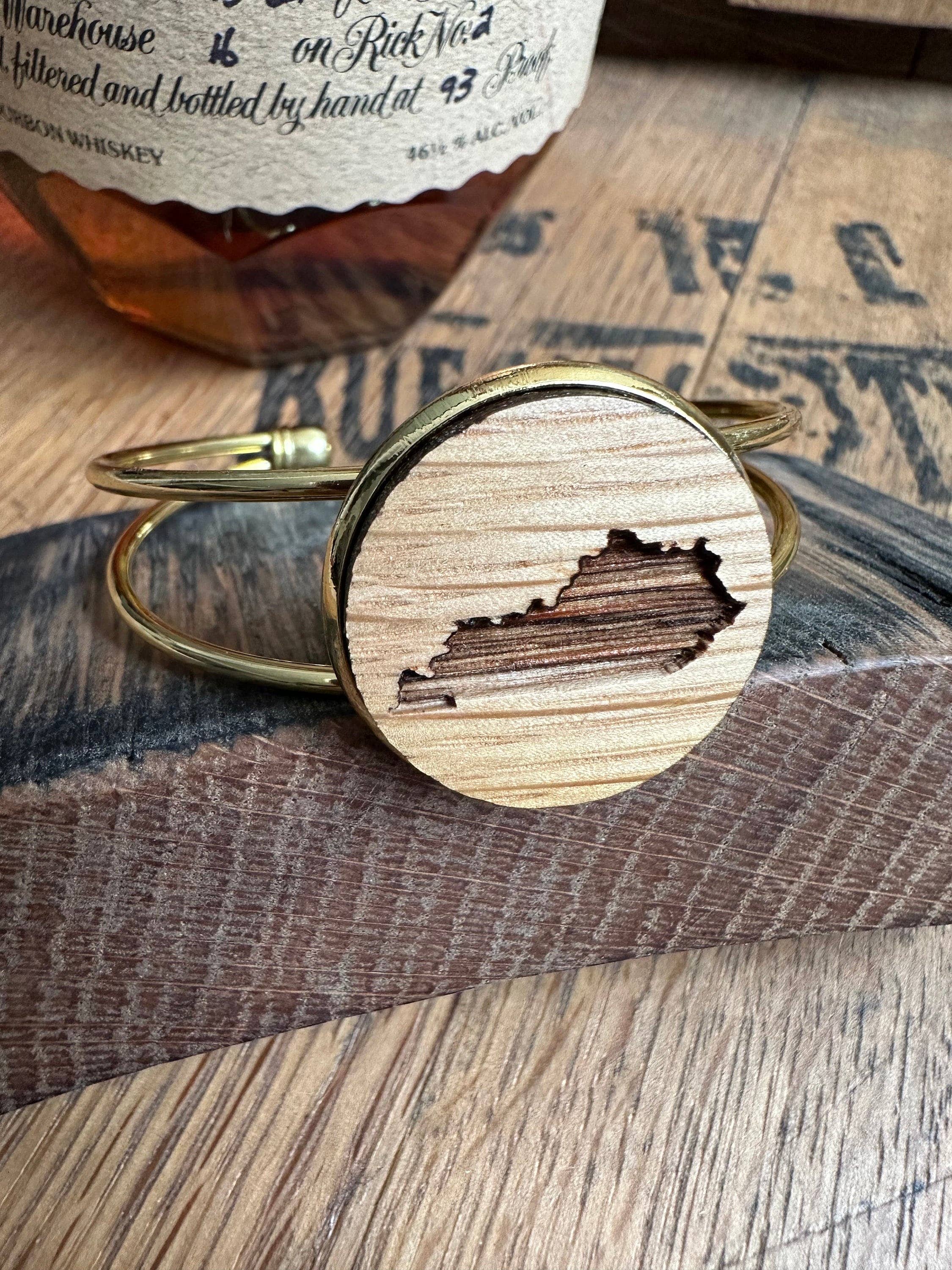 TWWKY - Wholesale Cuff Bracelet - Kentucky Bourbon Barrel Gold Cuff Bracelet11