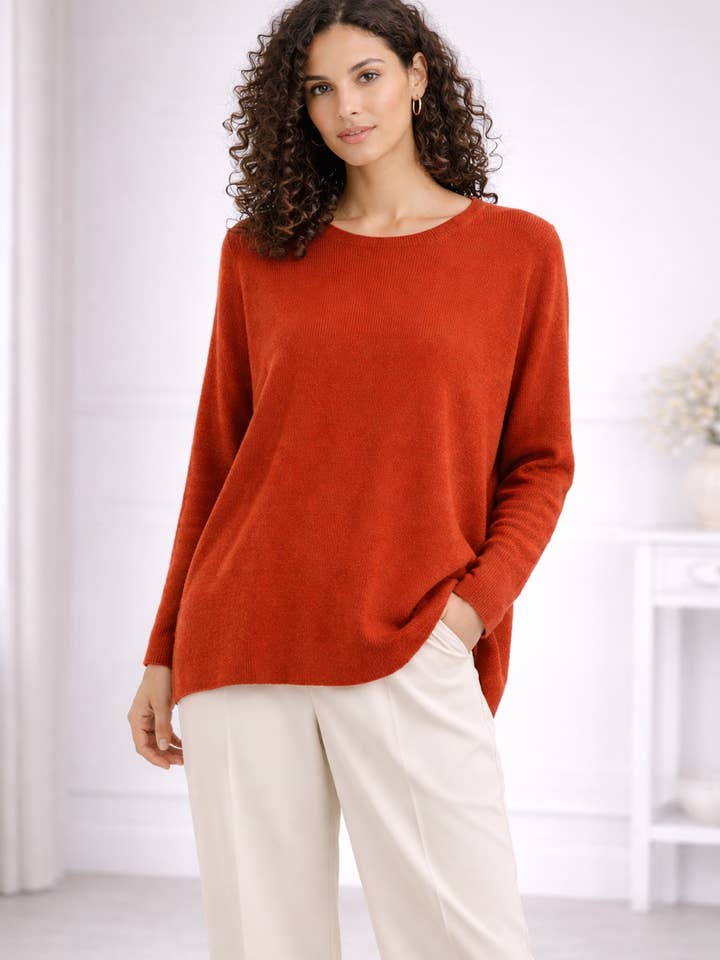 Italian Soft Knit Plain Long Sleeve Jumper Top for wholesale by Miss Bold