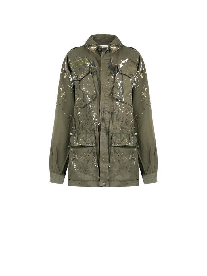 apiedinudinelparco - Wholesale Jacket - Women's - UP-CYCLED MILITARY JACKET GLITTER PATCH STREET ART LUX STYLE14