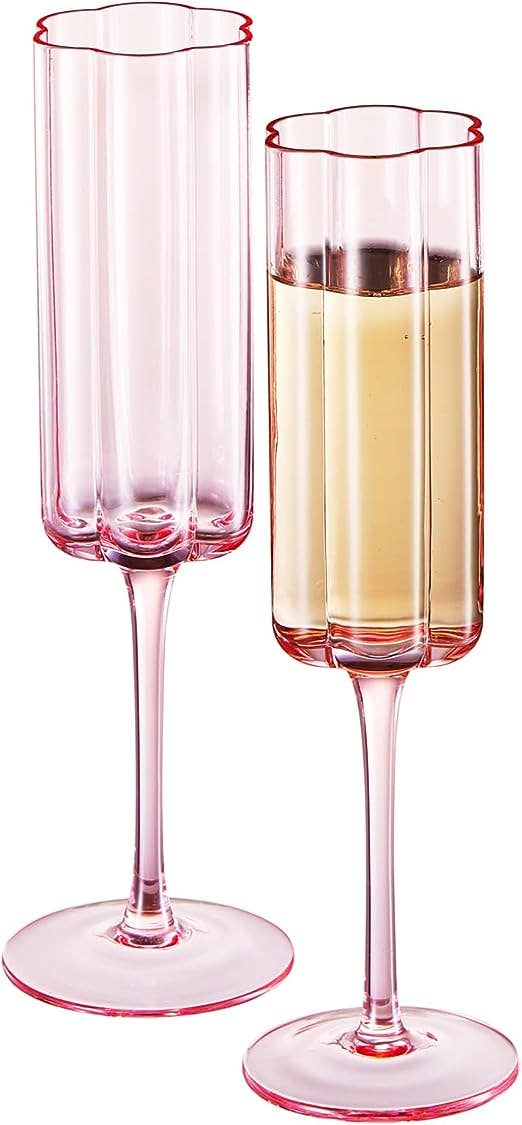 The Wine Savant /  Khen Glassware – wholesale Champagneglas – Vintage champagneglas med blomform, set om 2 - 220 ml1