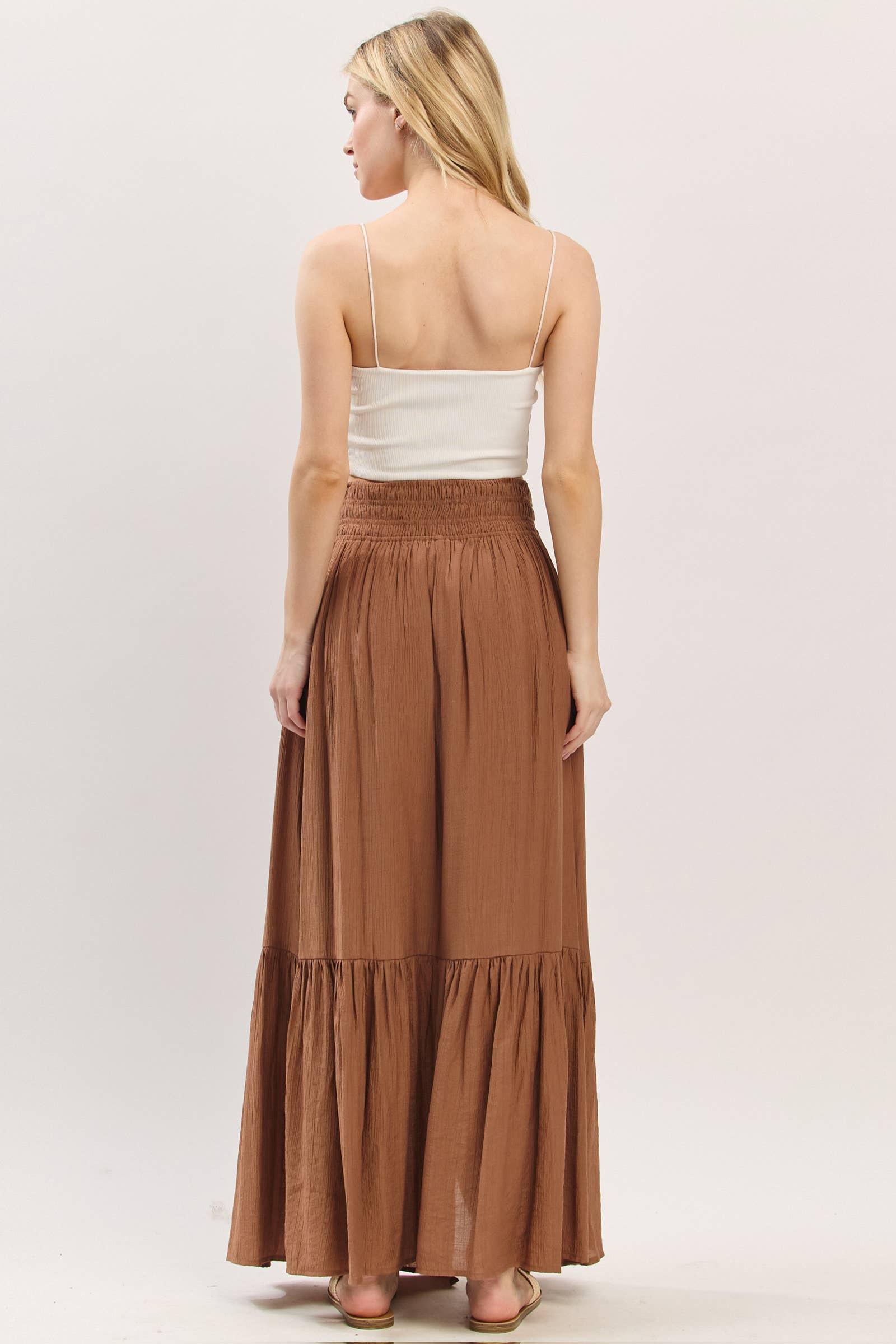 Final Touch - Wholesale Skirt - Women's - Tiered Center Slit Maxi Skirt - VS3399A17