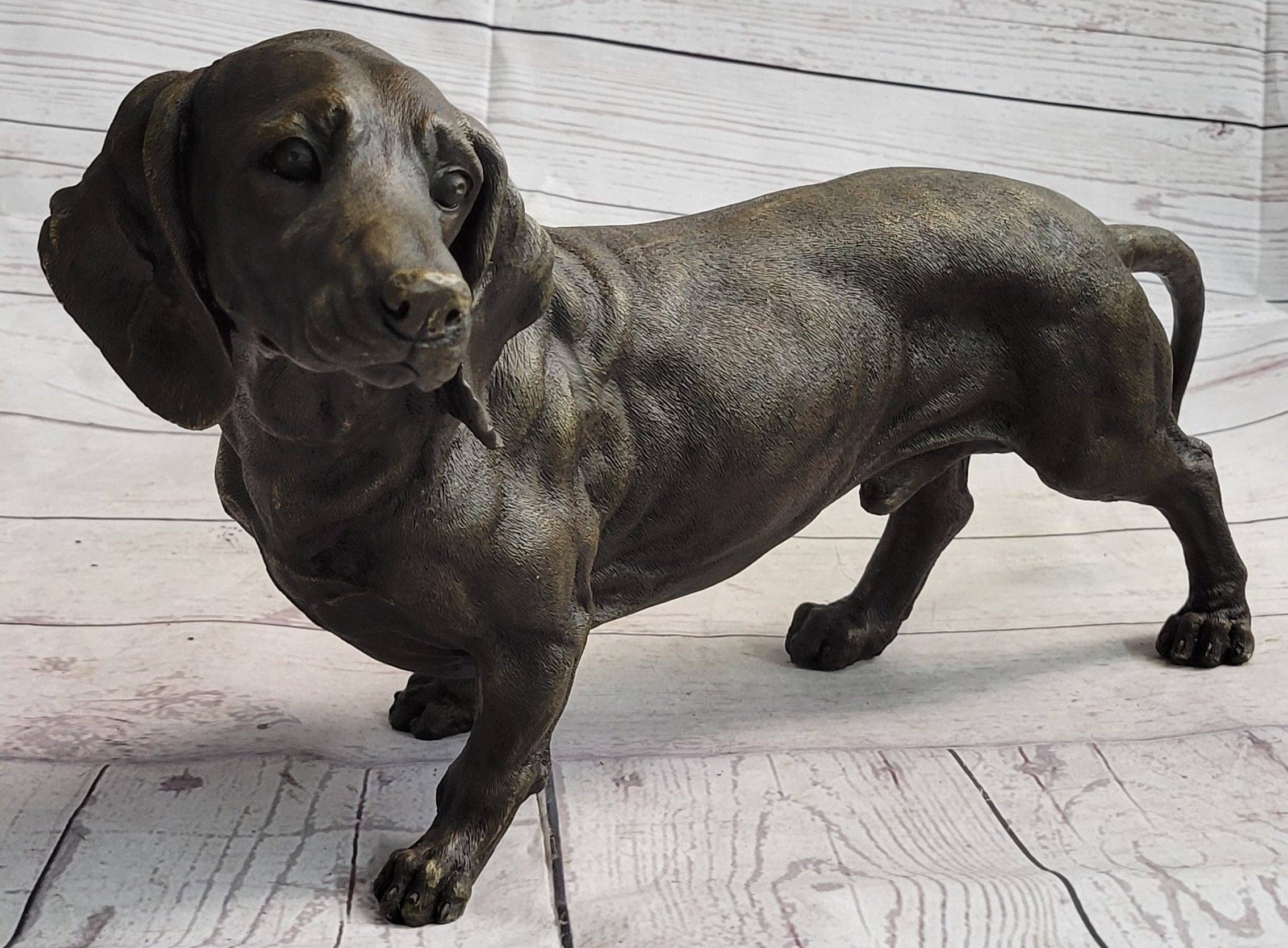 Bronzhaus - Wholesale Sculpture - Dachshund Weiner Dog Bronze Metal Figure Figurine Sculpture Statue Decor Original Art 9" x 17"2