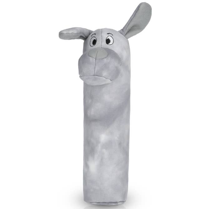 Cotton Canvas Gray Crinkle Dog Toy – Dawgy-Do (Water Bottle) for wholesale by Pata Pal Pet Toys