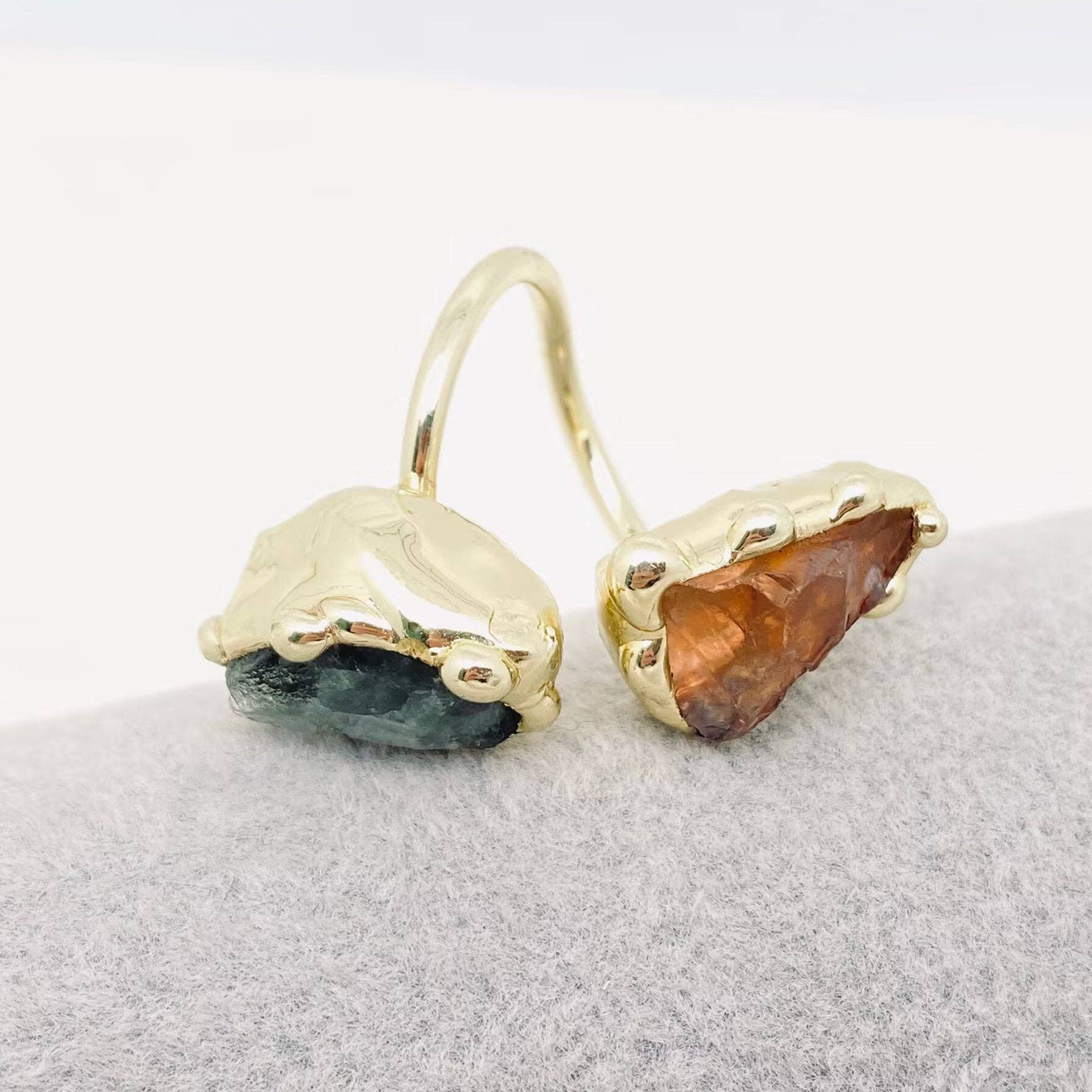 Mio Queena - Wholesale Cocktail/Statement Ring - Double Color Fluorite Crystal Adjustable Ring - CS1