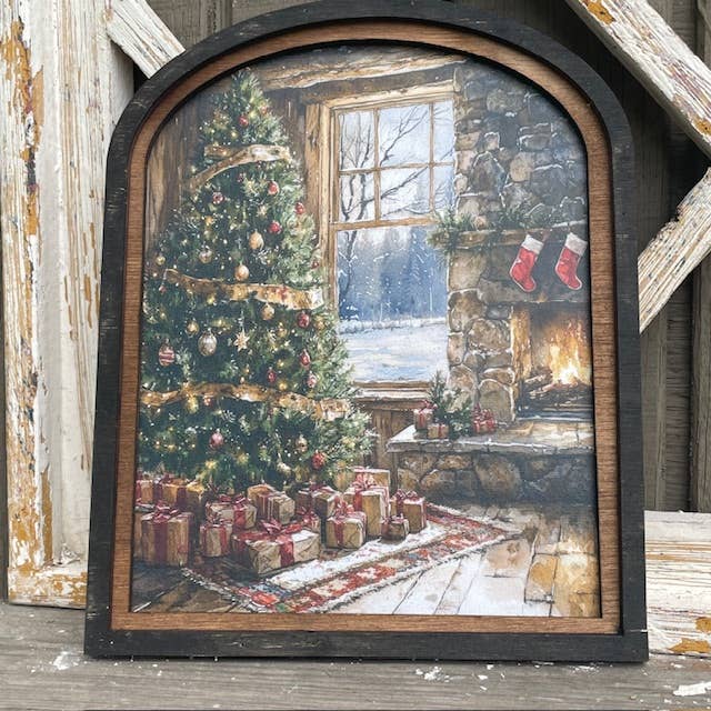 LAND OF COTTON - Wholesale Christmas Wall Art - Cabin Christmas Print in Small Arch 1