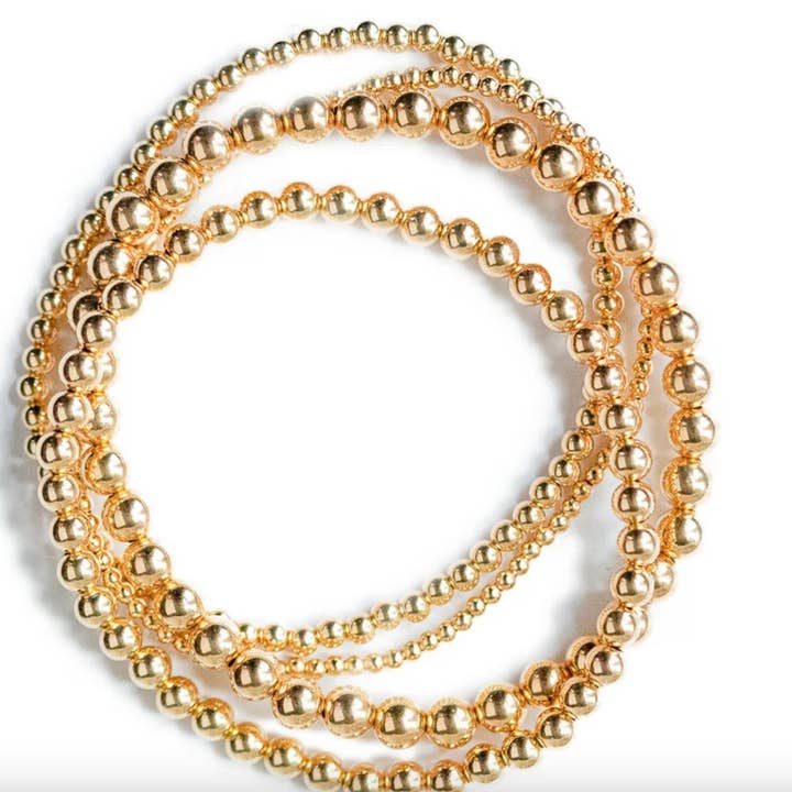 HoopLa - Wholesale Beaded Bracelet - Beads-Stacking Stretch Bracelets Steel Gold 14K  Waterproof13