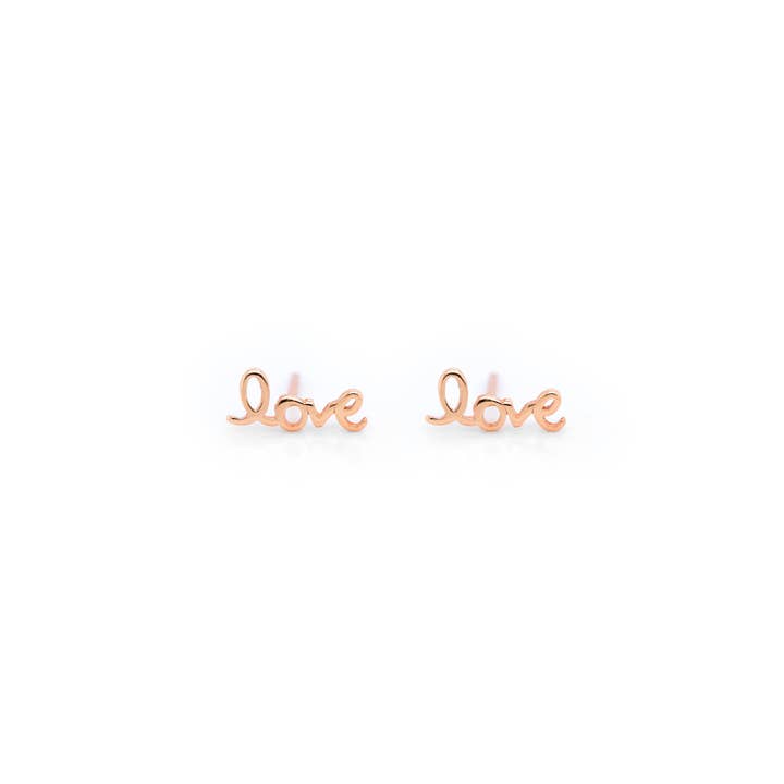 Aurora Jewels - Wholesale Stud/Post Earrings - Cursive "Love" Studs