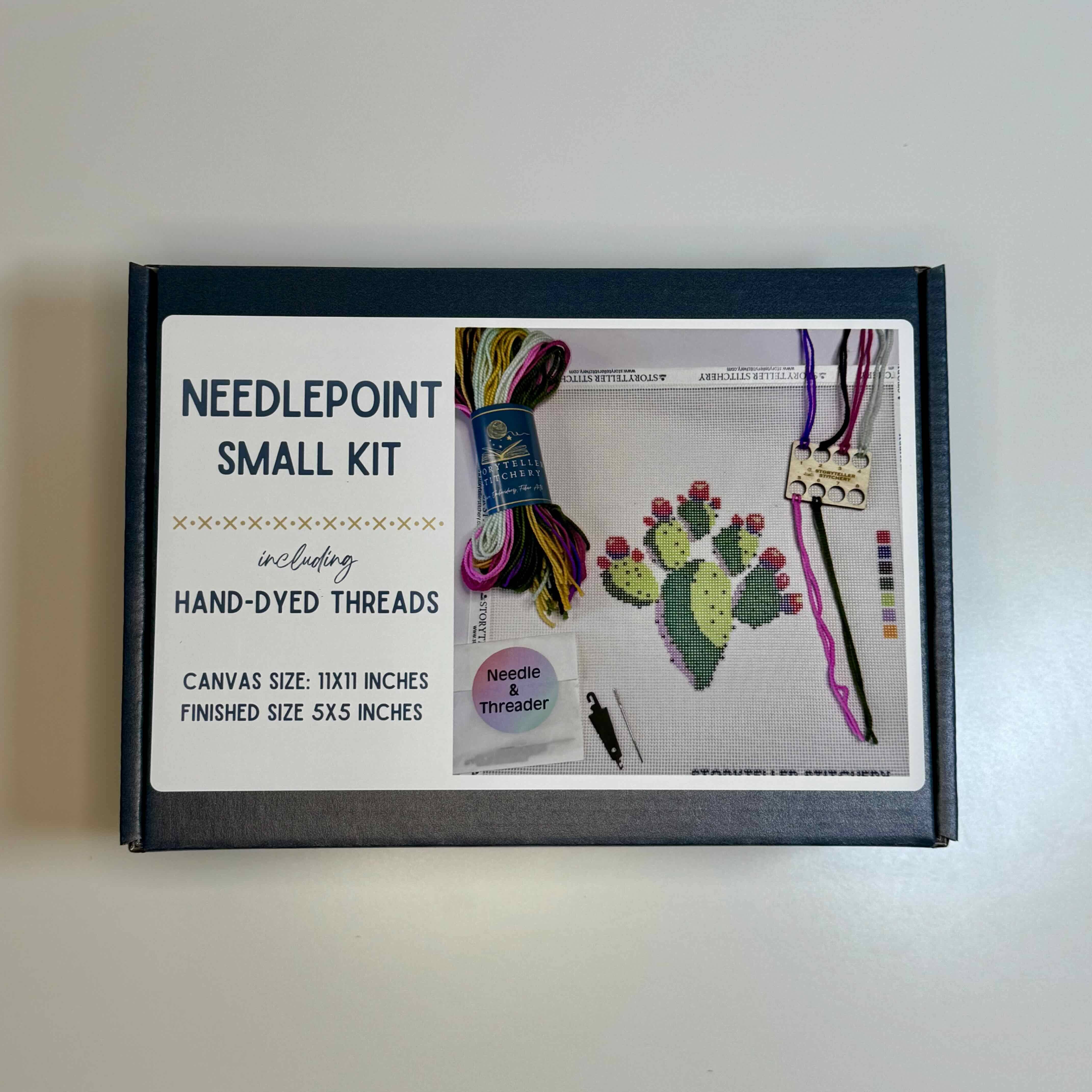 Storyteller Stitchery - Wholesale Embroidery/Cross Stitch Supplies - Prickly Pear Cactus — Modern Needlepoint Kit (Small Design)2