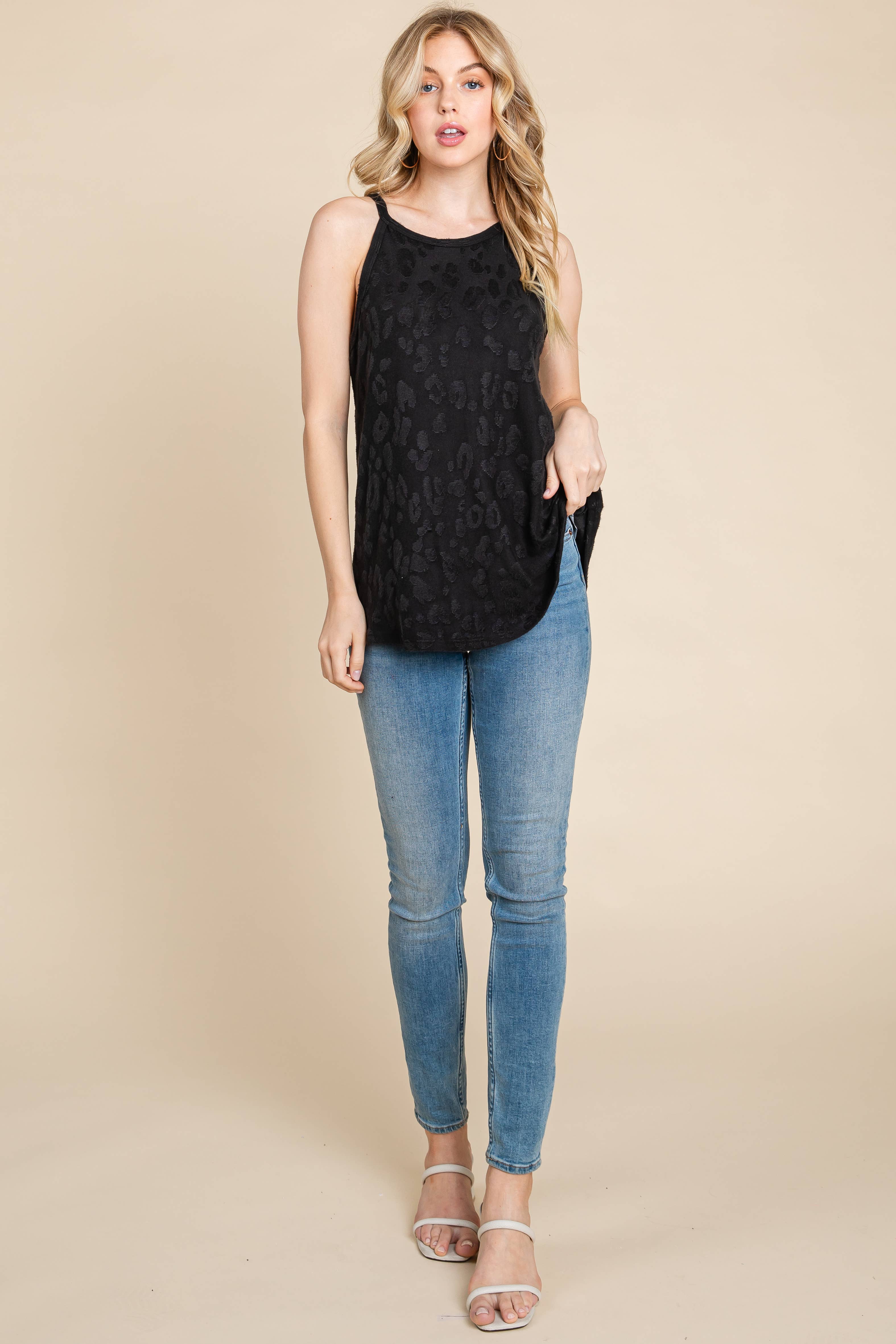 BOMBOM - Wholesale Tunic - Women's - TA2098 ANIMAL TEXTURED PATTERN SLEEVELESS TOP9