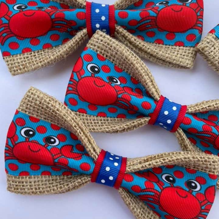 DOG BOW TIES - Wholesale Pet Bow Tie - Dog - Red Crabs Polka Dot Blue