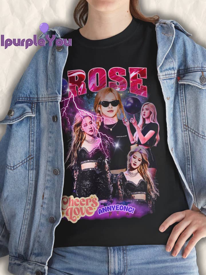 TheKingShirt - Wholesale T-Shirt (Graphic) - Unisex - Rose BlackPink ‘Cheers Love’ Vintage K-Pop Bootleg Tee