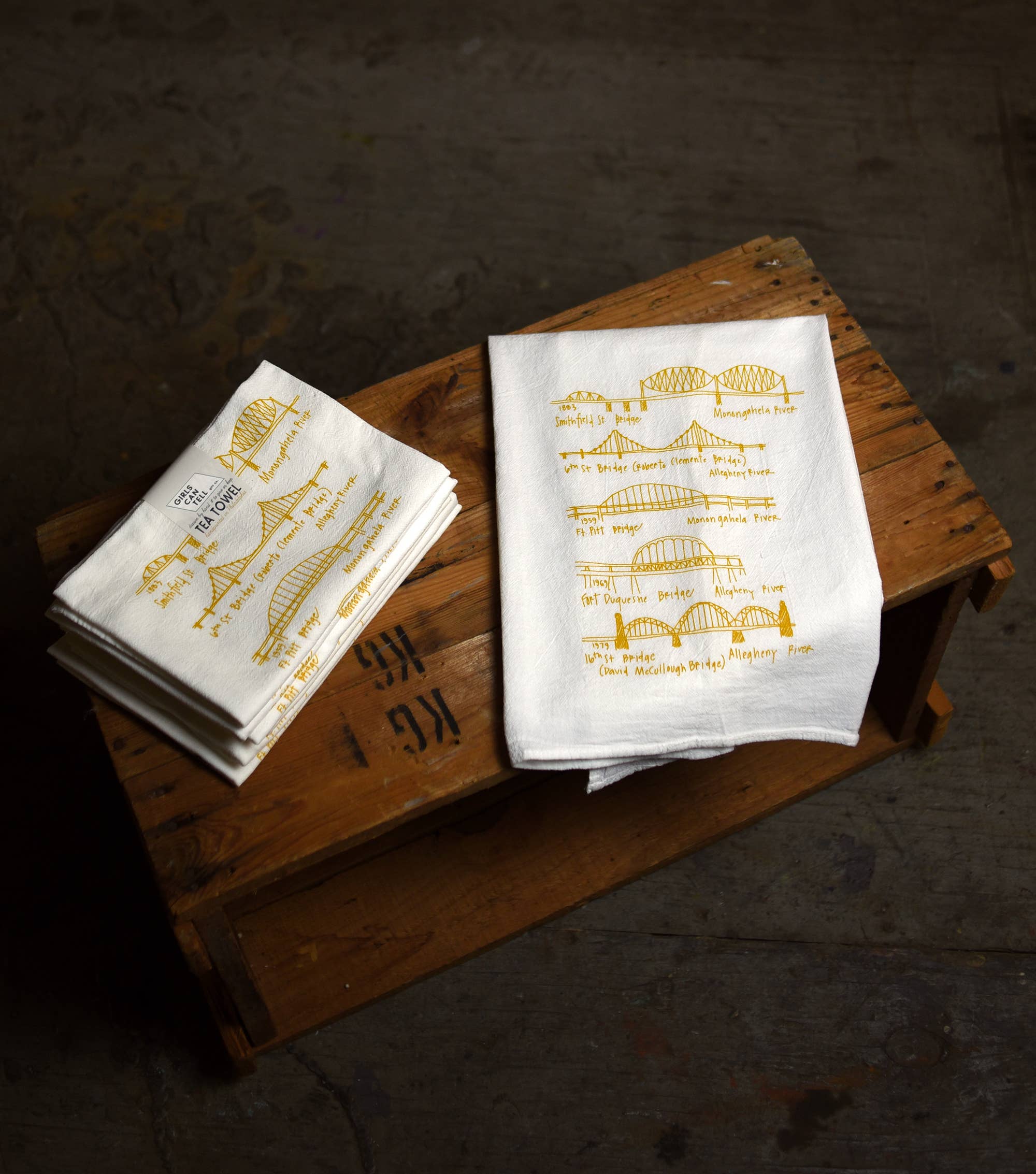 Girls Can Tell - Wholesale Tea Towel - Pittsburgh Bridges Tea Towel | kitchen | flour sack | dish2