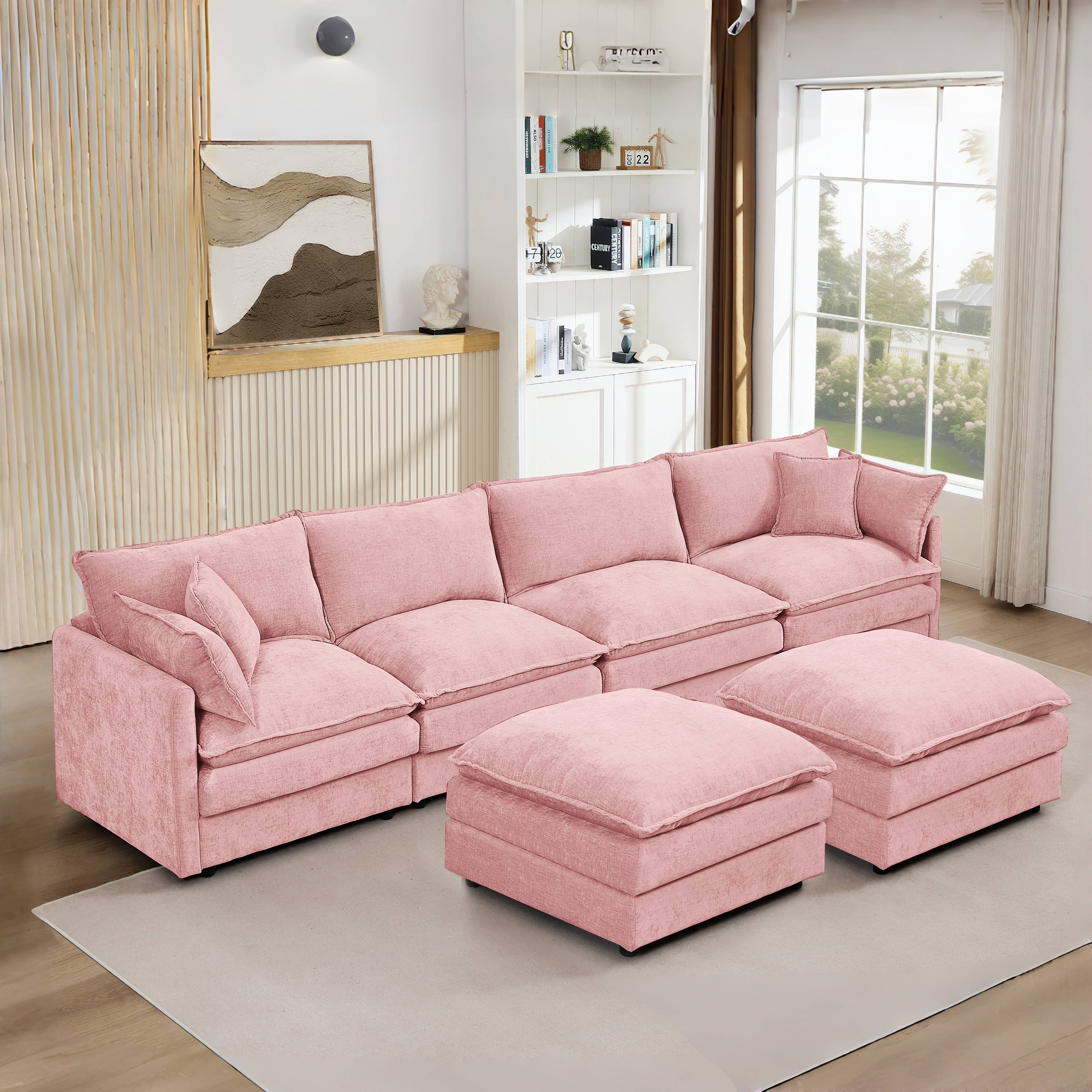 39F Inc. - Wholesale Sofa - Lunara 130" U-Shaped Sectional Sofa w 2 Ottomans,7 Colors34