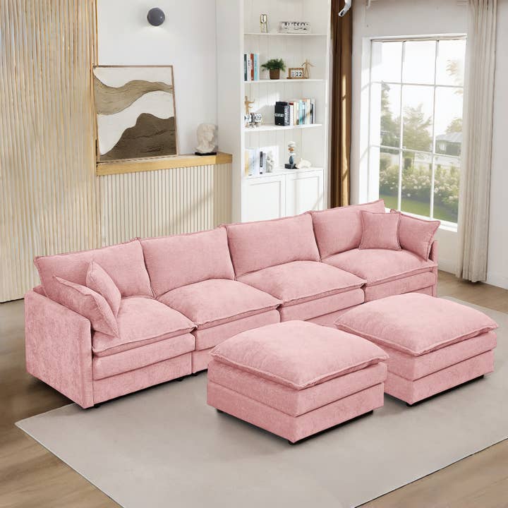 39F Inc. - Wholesale Sofa - Lunara 130" U-Shaped Sectional Sofa w 2 Ottomans,7 Colors34