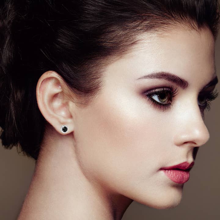 Infinite Jewels - Wholesale Stud/Post Earrings - Sterling Silver 1ct Black Diamond Solitaire Stud Earrings