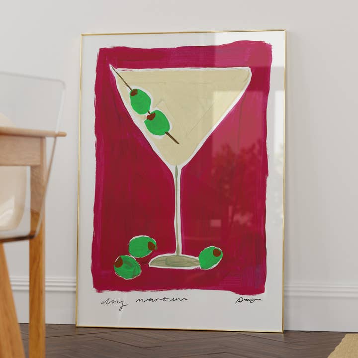 Dry Martini Hand Painted Art Print for wholesale by Natalie Cass Art