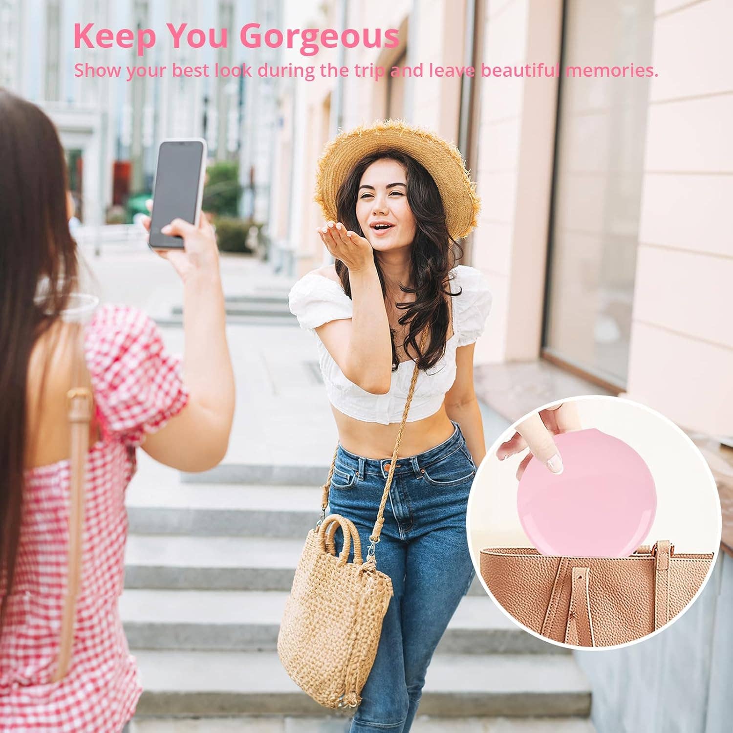  Pack Mix Match Colors  Led Lighted Folding Small Mirror with 3 Color Light for wholesale on Faire7