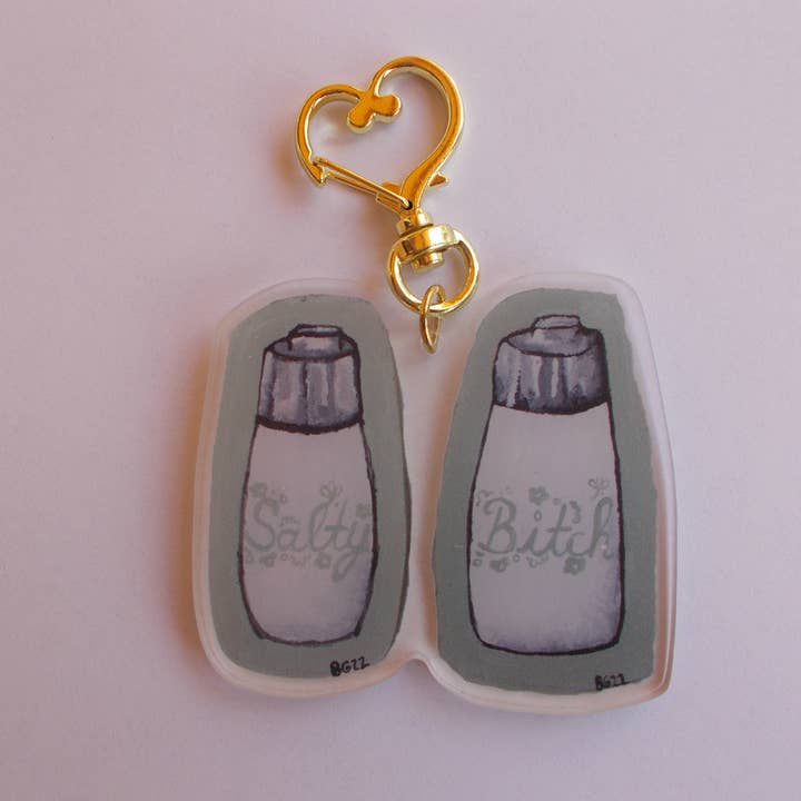 Salty B*tch Pyrex Keychain for wholesale by Briana G. Illustration