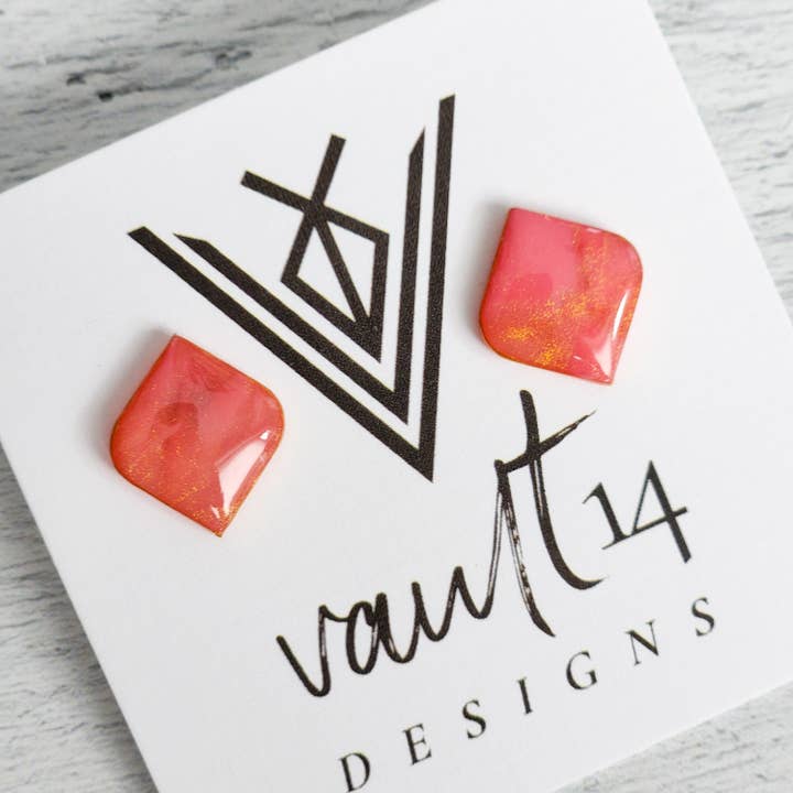 Vault 14 Designs, LLC - Wholesale Stud/Post Earrings - Iridescent Pink Diamond Stud Earrings1