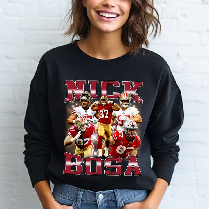 XO, Hannah - Wholesale Graphic Sweatshirt - Women's - Nick Bosa Collage 49ers3