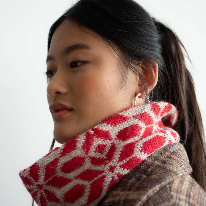 Lalura - Wholesale Scarf - Women's - Tessellated stars neck red8