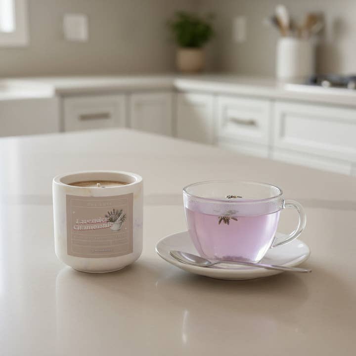 Vela de soja Lavanda y manzanilla 5,50 oz para venta al por mayor de Que Cute