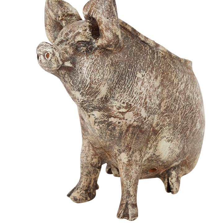 My Amigos Imports - Vendita all'ingrosso Vasi per piante - Fioriera da giardino Wilber the Pig, in argilla, fatta a mano, 33 x 7 x 15 pollici4