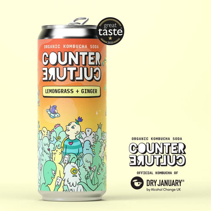 Counter Culture - Lemongrass + Ginger Organic Kombucha Soda 330ml for wholesale by Counter Culture Drinks