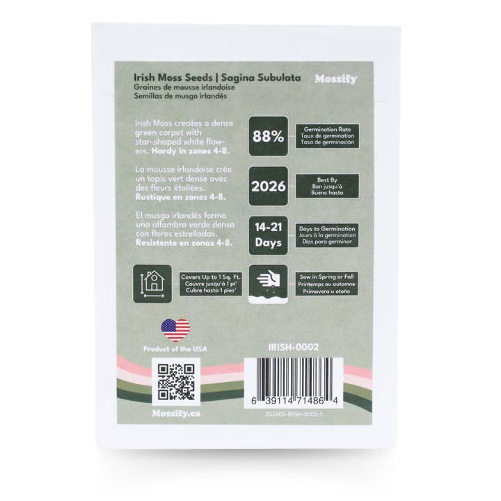 Mossify - Wholesale Plant Seeds - Premium Fast Growing Irish Moss Seed - Sagina Subulata Seeds
