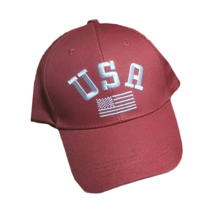USA Flag Hat (Maroon) for wholesale by I Love My Freedom