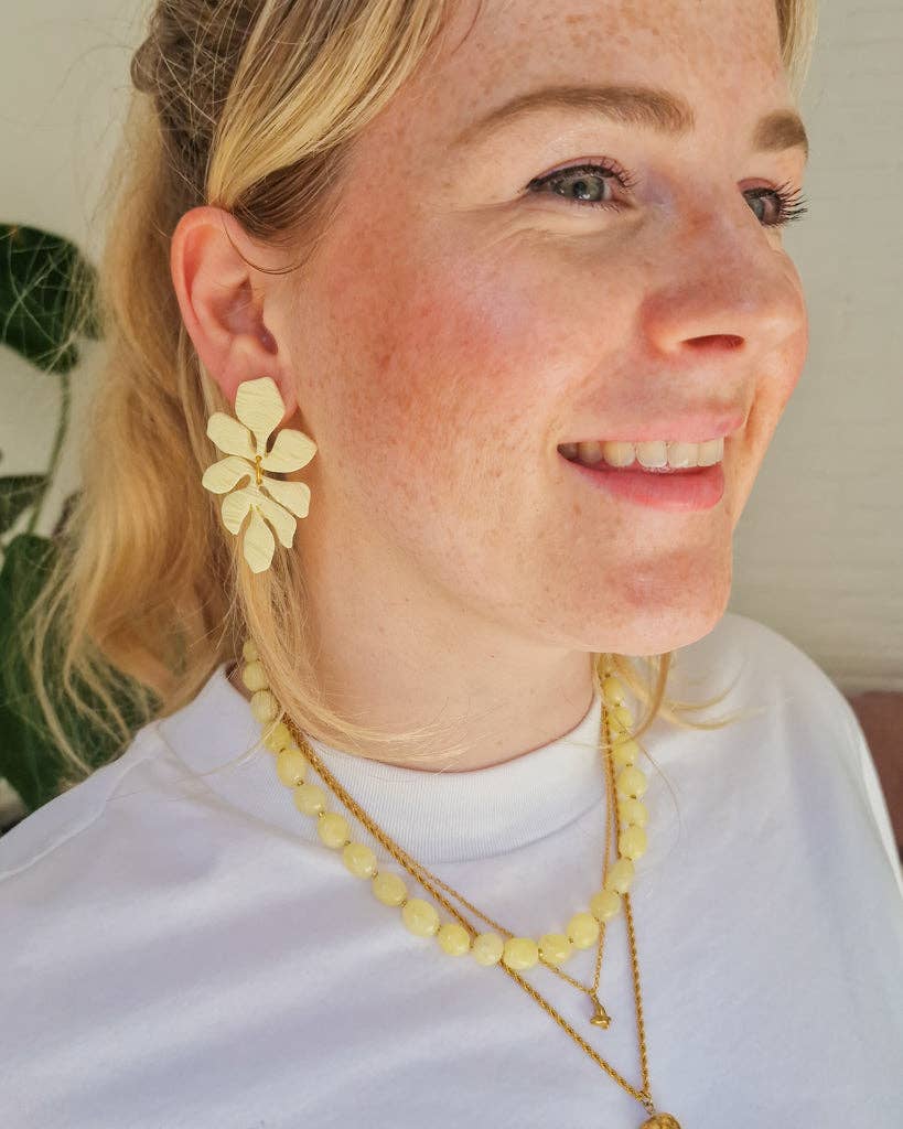 BLOSS Jewelry - Wholesale Beaded/Pearl Necklace - Chain Butter Yellow Stone3