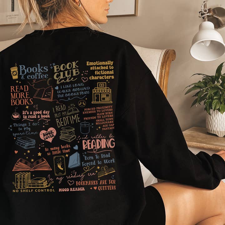 MagicMerchEmporium - Wholesale Graphic Sweatshirt - Women's - Books & Coffee Sweatshirt2