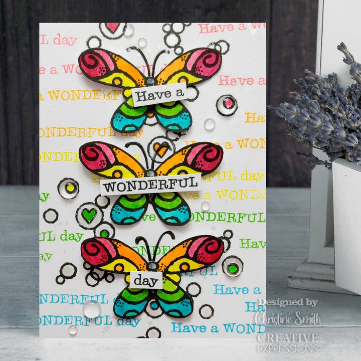 Ecstasy Crafts Distributing - Wholesale Rubber/Decorative Stamp - Woodware Clear Singles Wired Butterflies 4 in x 6 in Stamp