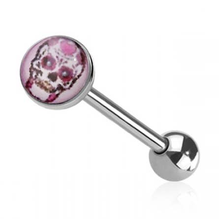 EPOXY ACRYLIC SUGAR SKULL HEAD 316L SURGICAL STEEL TONGUE BA for wholesale by CRAVE