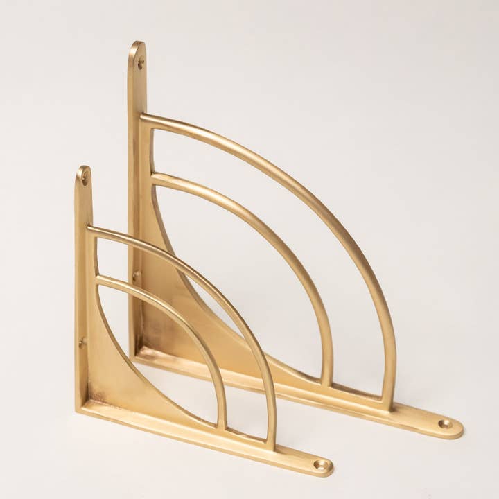 Solid Brass Castle Shelf Brackets - Satin Brass for wholesale by Brass bee