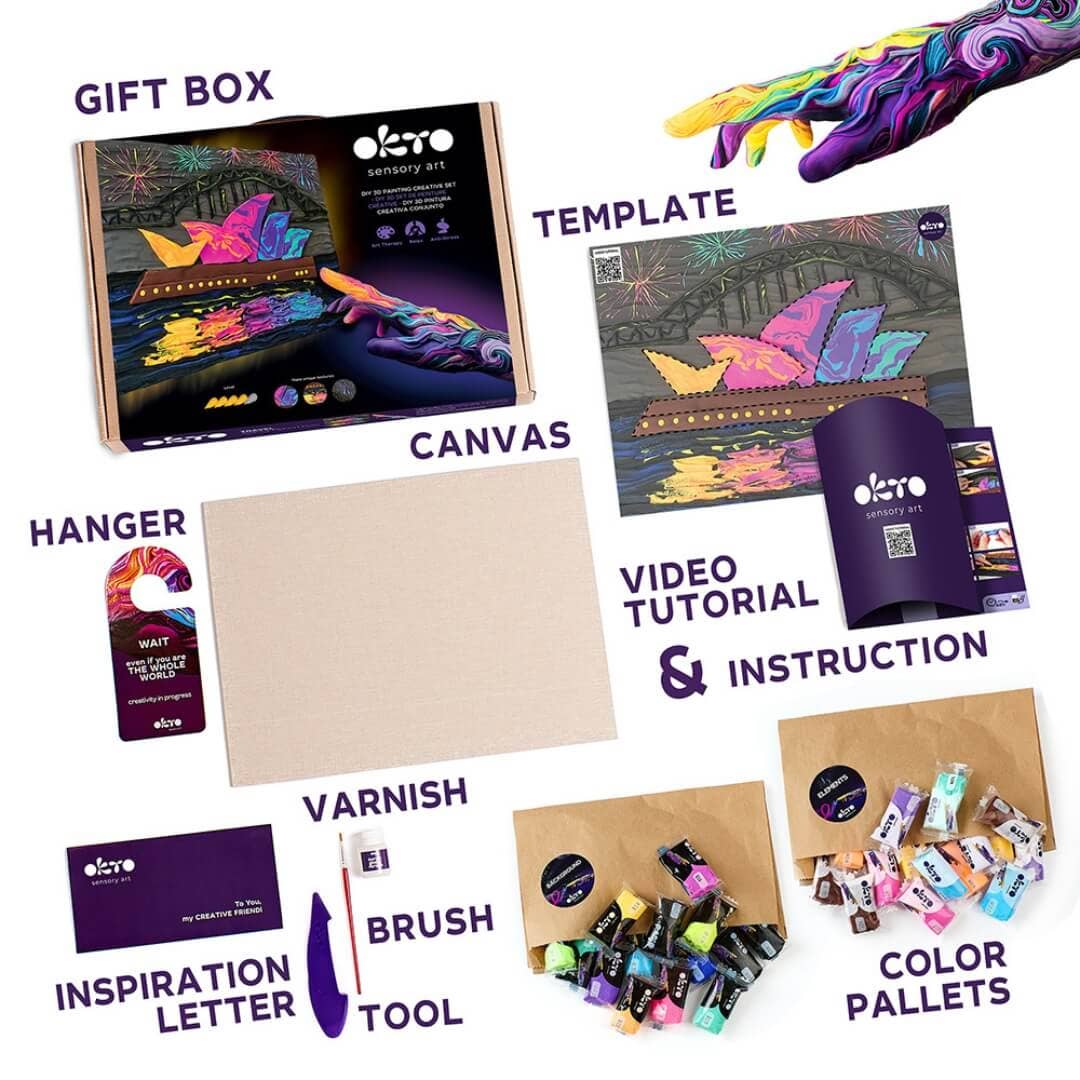 Baby Republic - Wholesale DIY Craft Kit - Kids - OKTO Air Dry Clay 3D Sensory Art Canvas - Sydney1