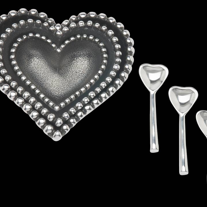 Inspired Generations - Venta al por mayor Bol de mesa - Trío de bol Pearl Heart con 3 cucharas Lil Heart1