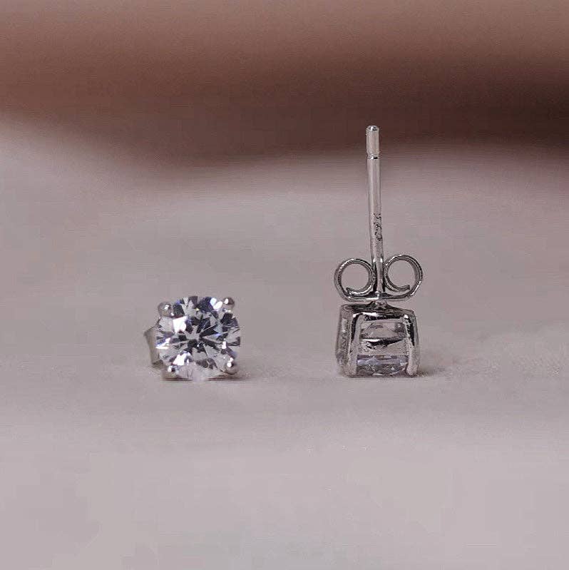 Haengseongworkshop - Wholesale Stud/Post Earrings - 1 Pair 3/4/5mm Moissanite Prong Sterling Silver Earrings Studs1
