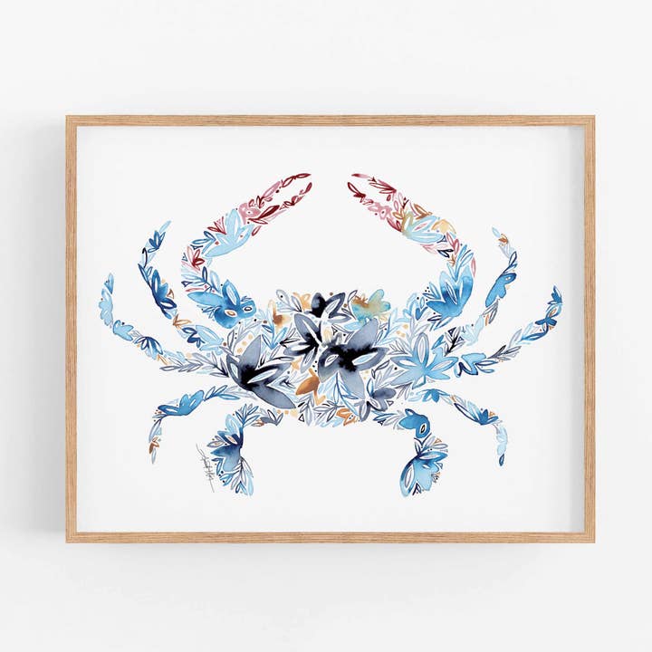 Blue Crab Fine Art Print for wholesale by Amanda Klein Co.