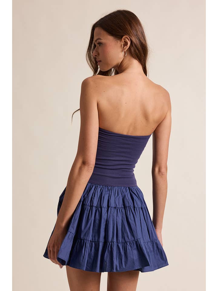 Sky to Moon - Wholesale Dress - Women's - SOLID COLOR DROP-WAIST TIERED TUBE MINI DRESS6