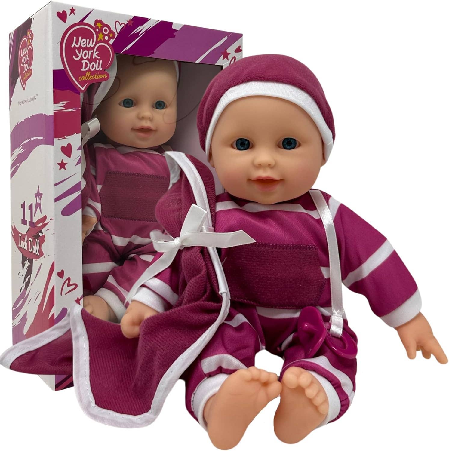 The New York Doll Collection - Wholesale Doll - Kids - The New York Doll Collection 11" Doll Striped W/ Pacifier14