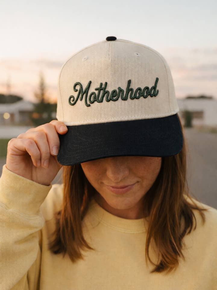 Motherhood Puff Embroidered Baseball Cap - Custom Embroidery for wholesale by Ginger And Thread
